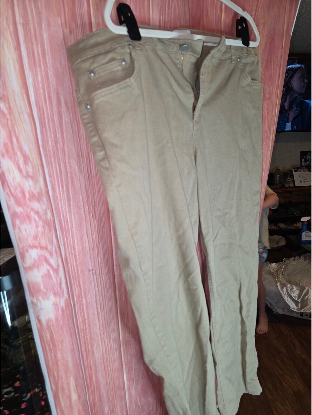 Hanes JMS Classic Fit Twill Pants 24W Beige Cotton Blend